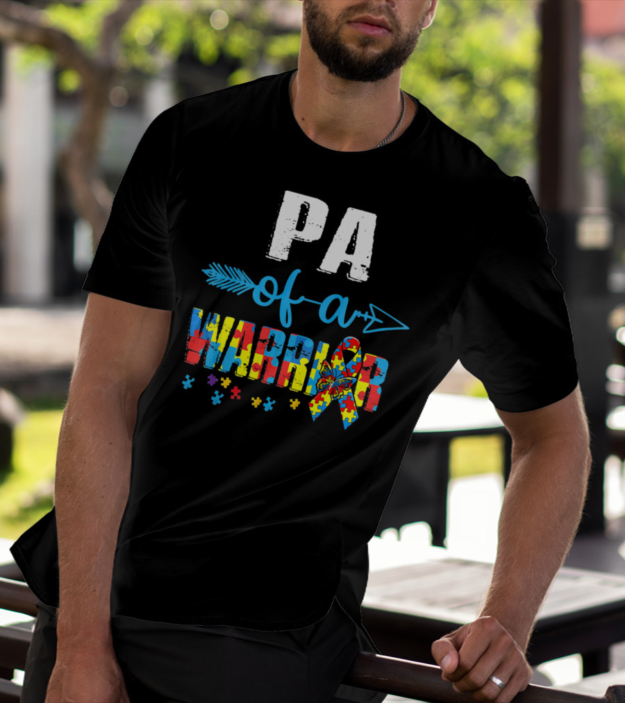 Pa Of A Warrior Autism Awareness Puzzle T-Shirt