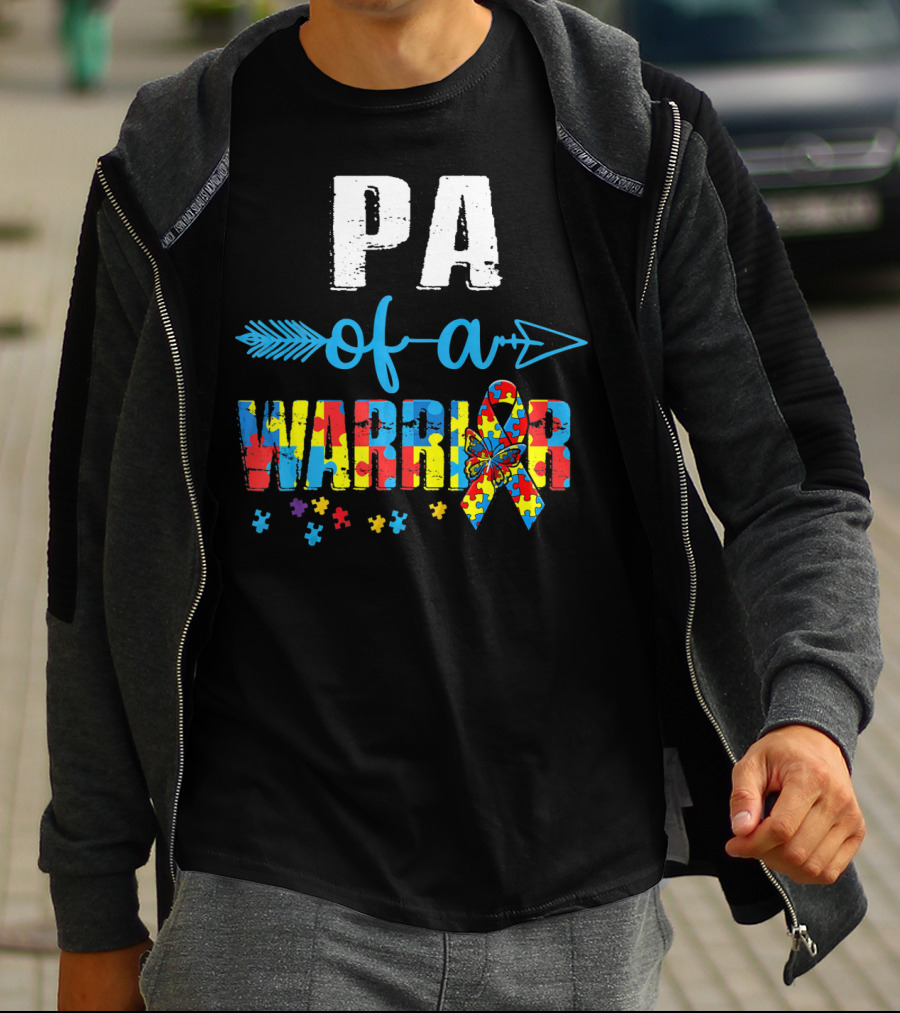 Pa Of A Warrior Autism Awareness Puzzle T-Shirt