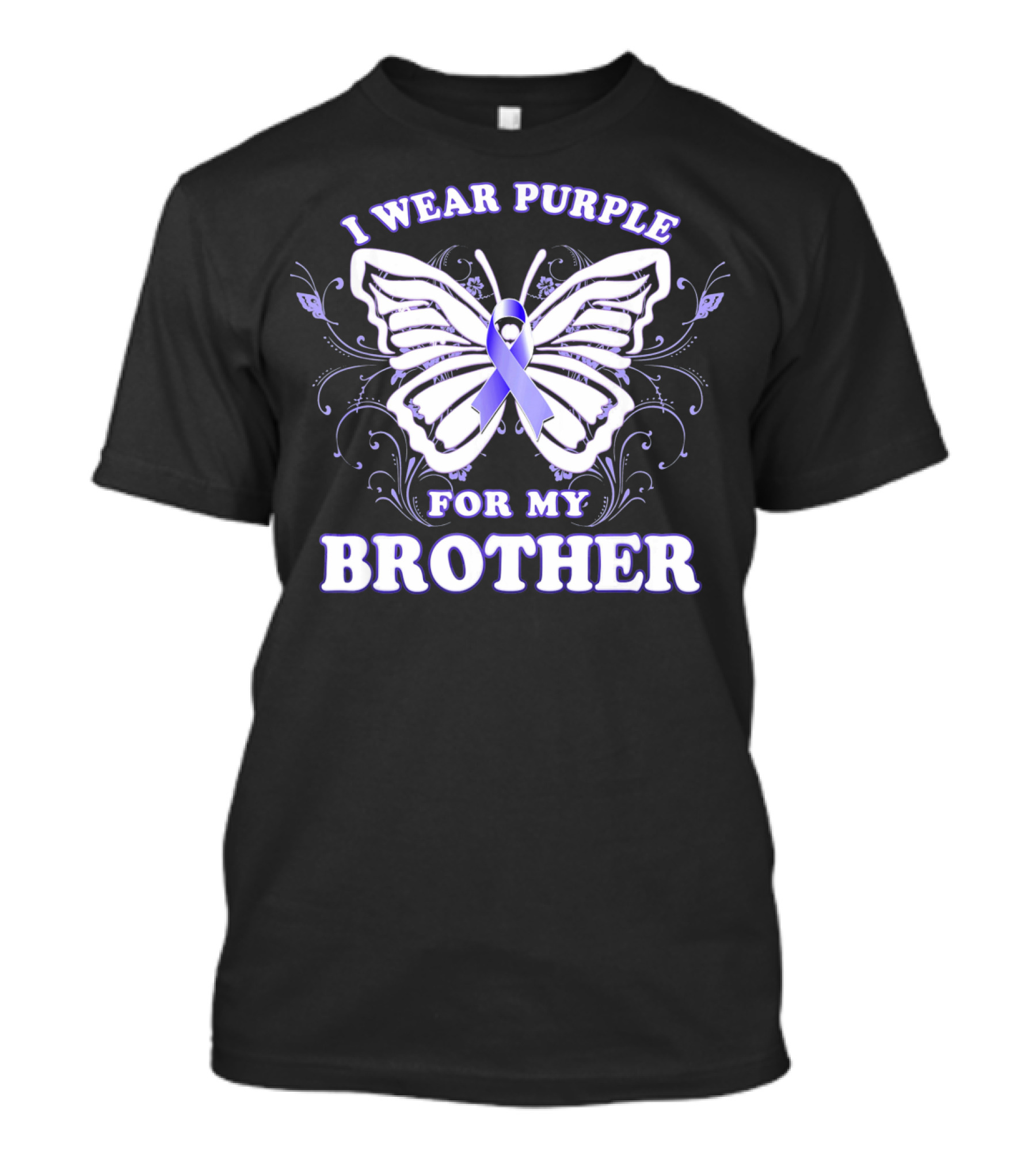 I Wear Purple For My Brother Alzheimer's Awareness Butterfly T-Shirt