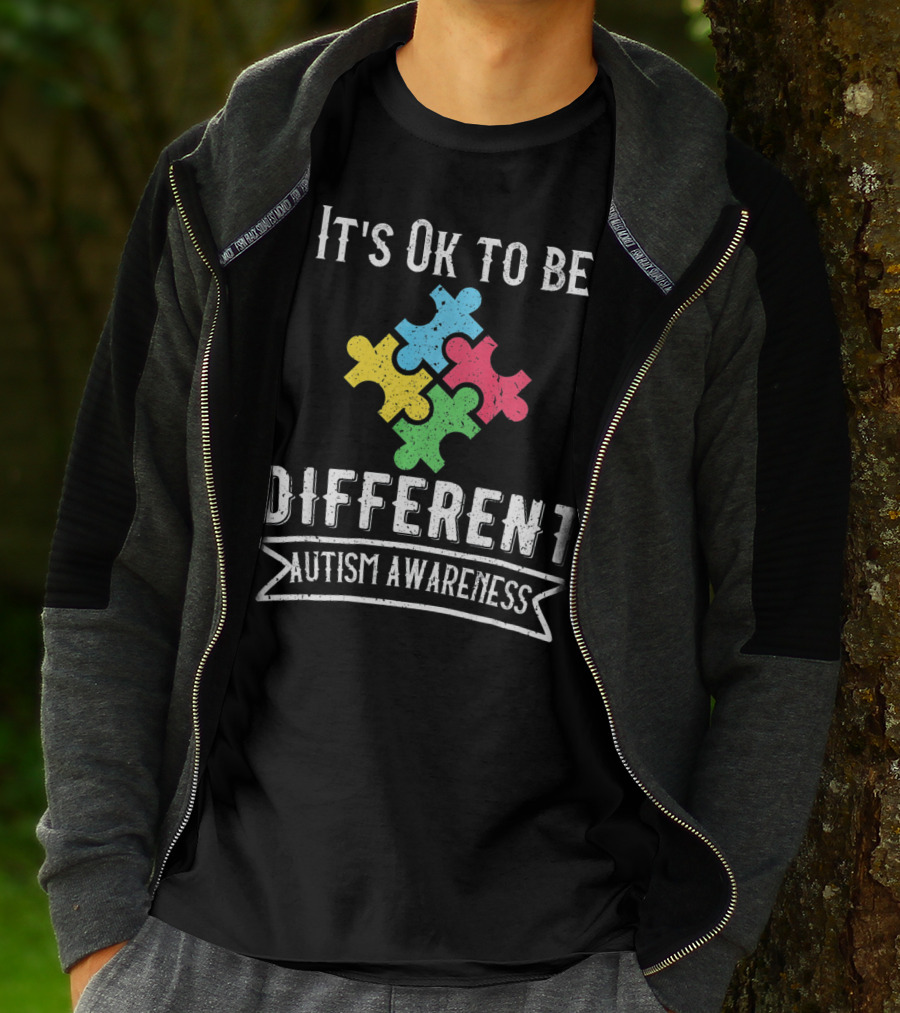 It's Ok To Be Different Autism Awareness Puzzle Pieces T-Shirt