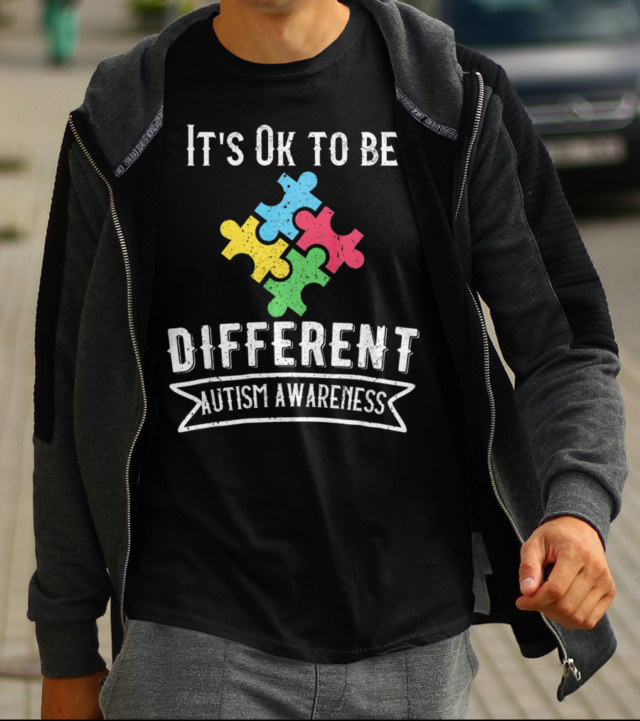 It's Ok To Be Different Autism Awareness Puzzle Pieces T-Shirt