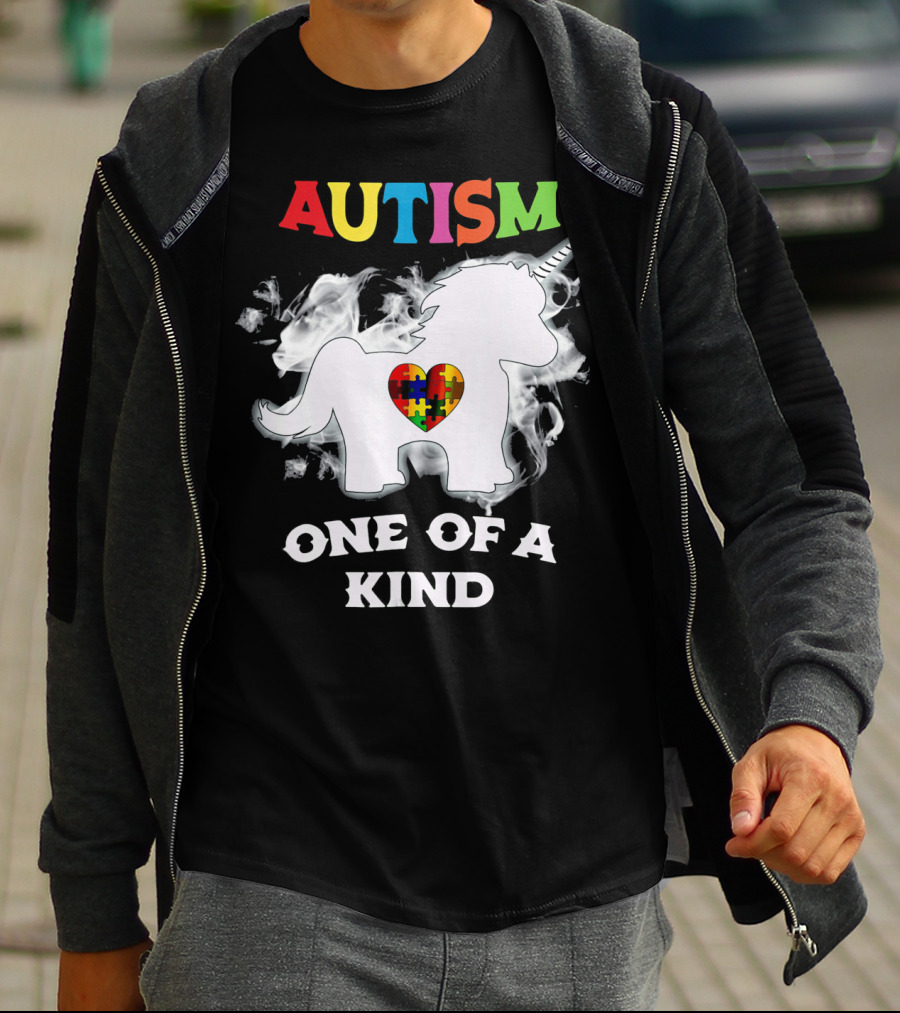 Autism One Of A Kind Unicorn Puzzle Heart T-Shirt