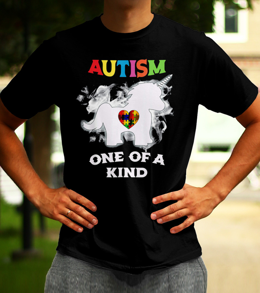 Autism One Of A Kind Unicorn Puzzle Heart T-Shirt