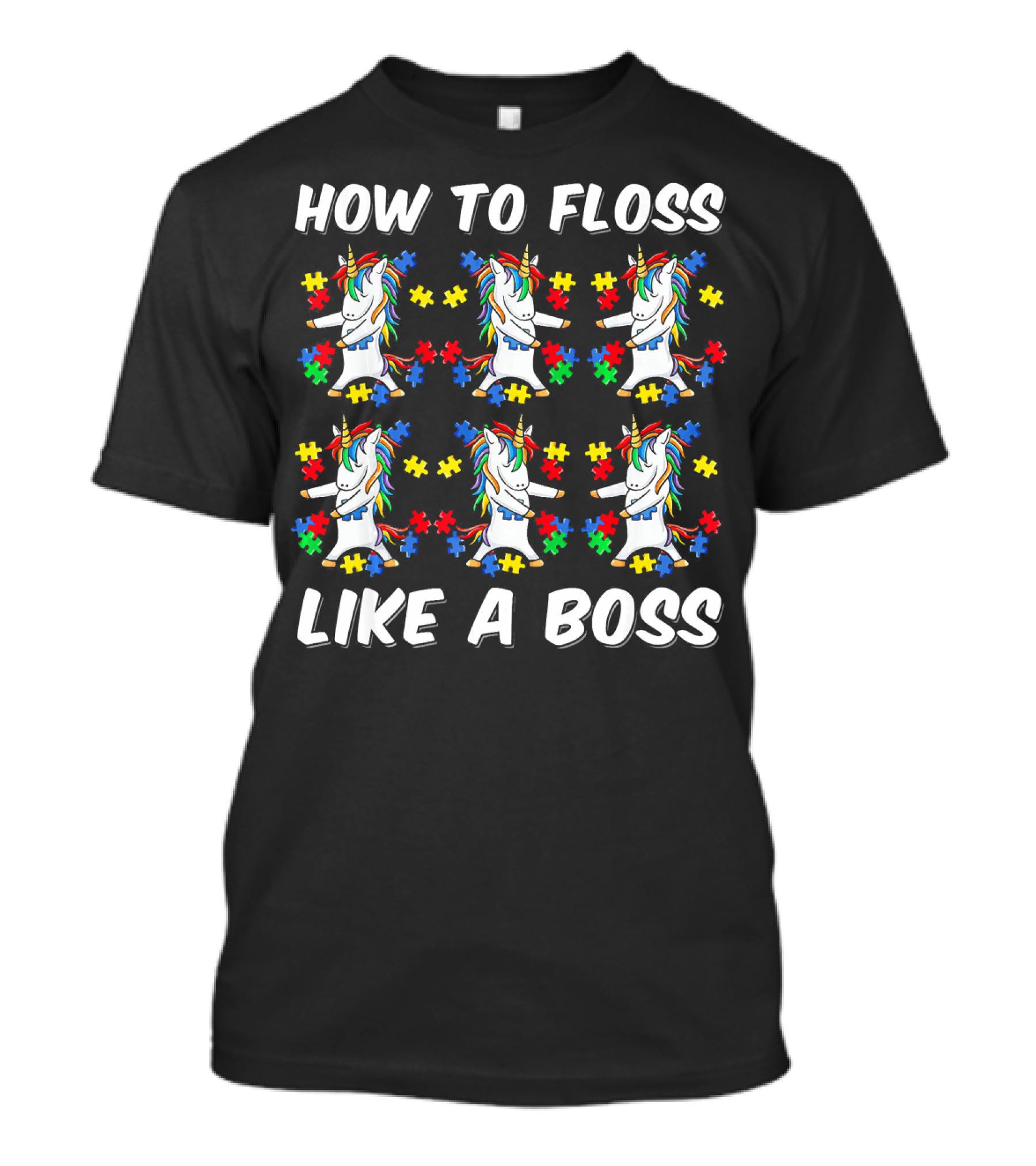 How To Floss Like A Boss Autism Awareness Unicorn T-Shirt