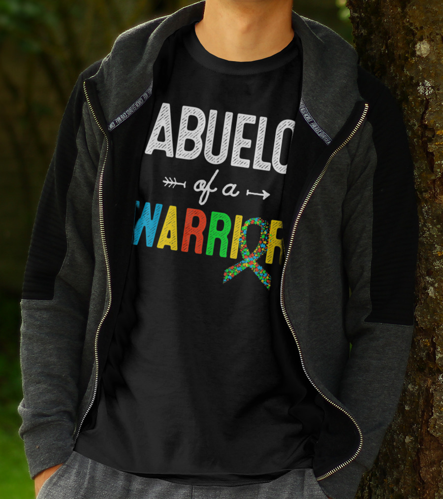 Abuelo Of A Warrior Autism Awareness Puzzle T-Shirt