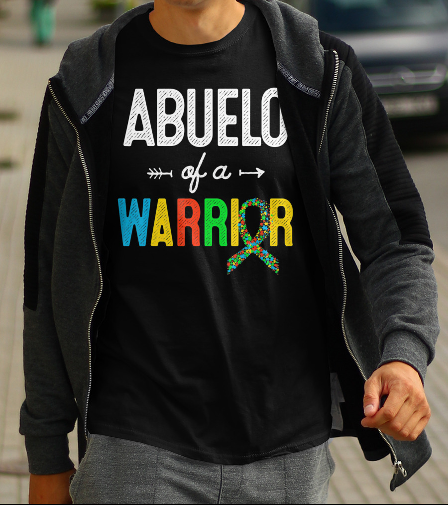 Abuelo Of A Warrior Autism Awareness Puzzle T-Shirt