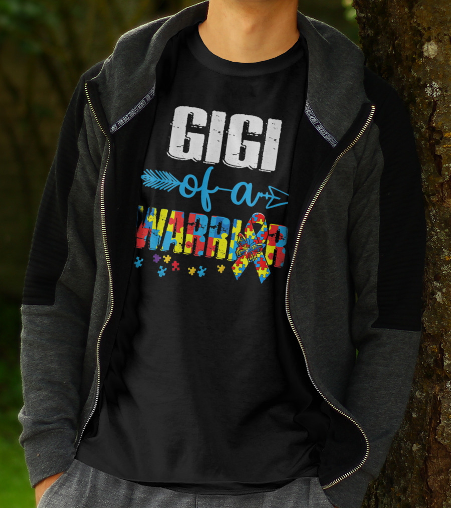 Gigi Of A Warrior Autism Awareness Puzzle T-Shirt