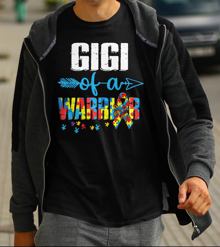 Gigi Of A Warrior Autism Awareness Puzzle T-Shirt