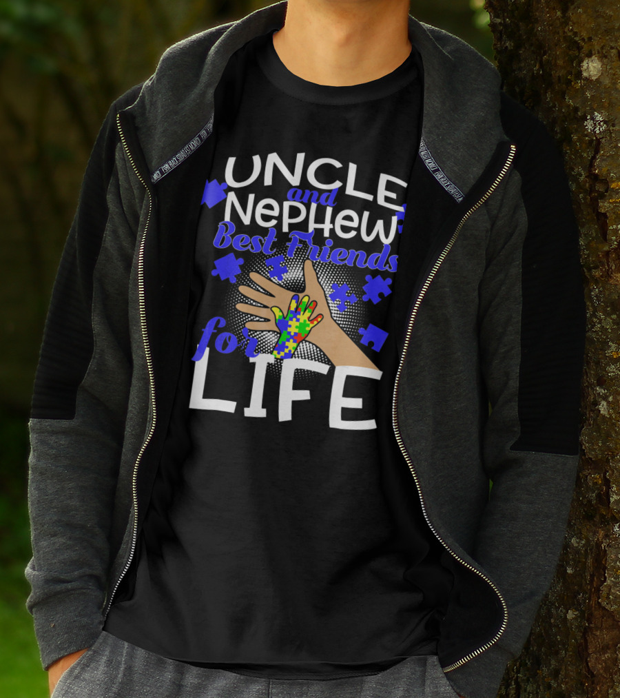 Uncle And Nephew Best Friends For Life Autism Awareness Puzzle Piece T-Shirt