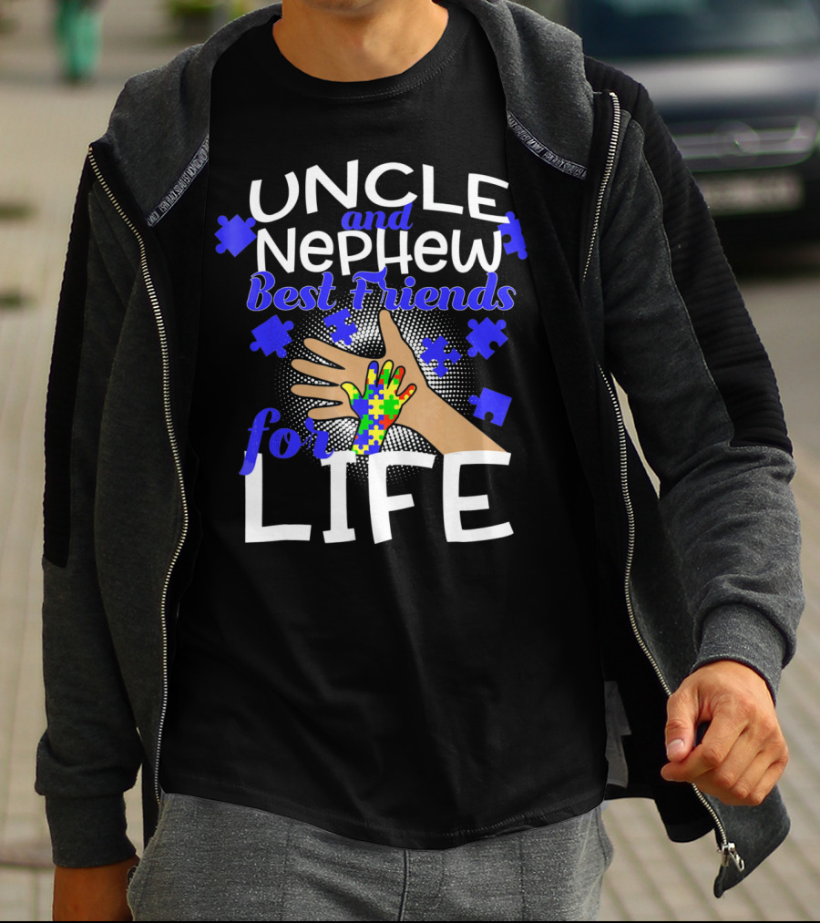 Uncle And Nephew Best Friends For Life Autism Awareness Puzzle Piece T-Shirt