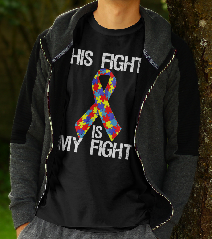 His Fight Is My Fight Autism Puzzle T-Shirt
