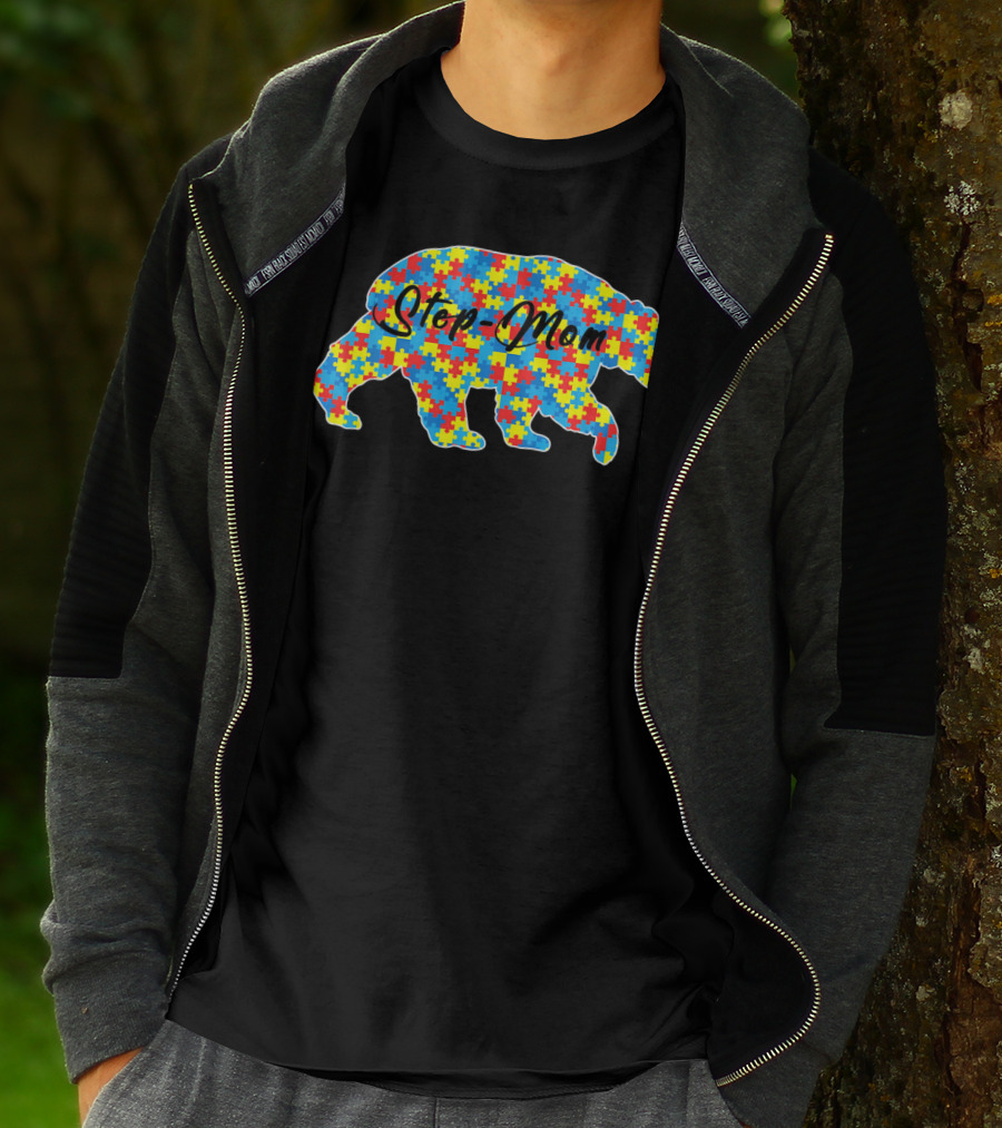 Step Mom Bear Puzzle Autism Awareness T-Shirt