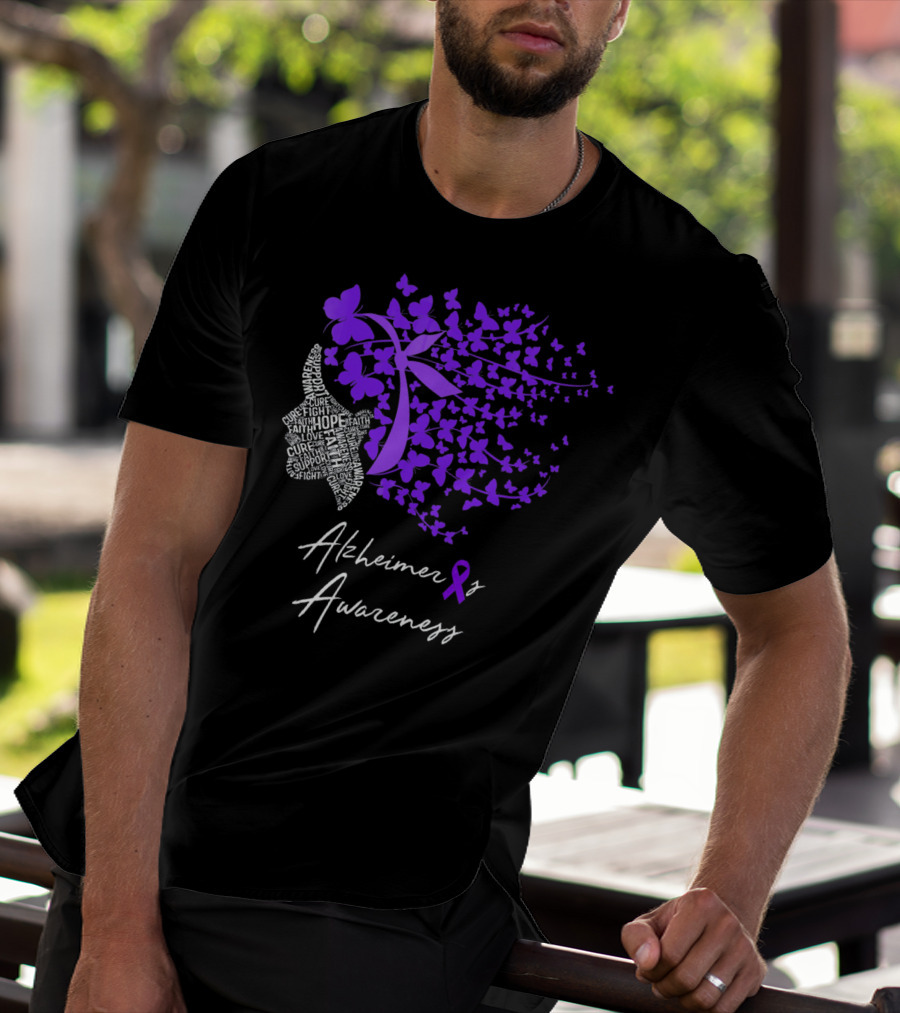 Alzheimers Awareness Hope Courage Faith Empowerment Butterfly T-Shirt