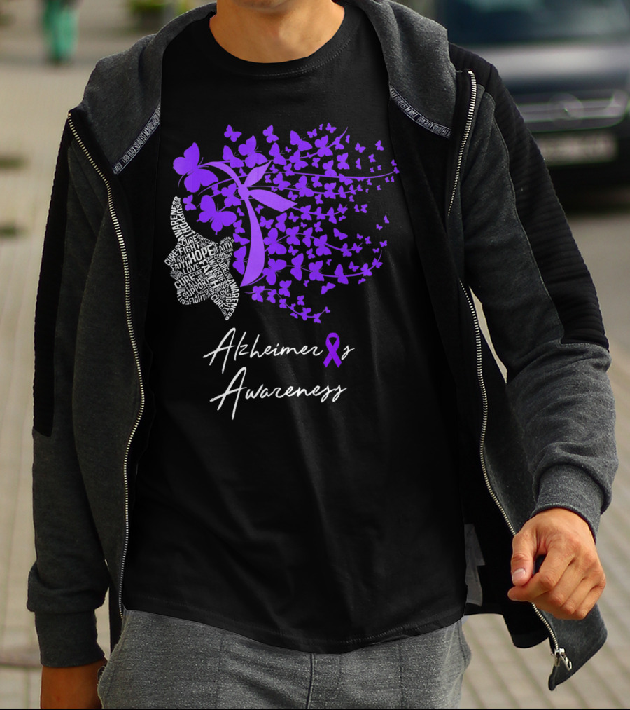 Alzheimers Awareness Hope Courage Faith Empowerment Butterfly T-Shirt