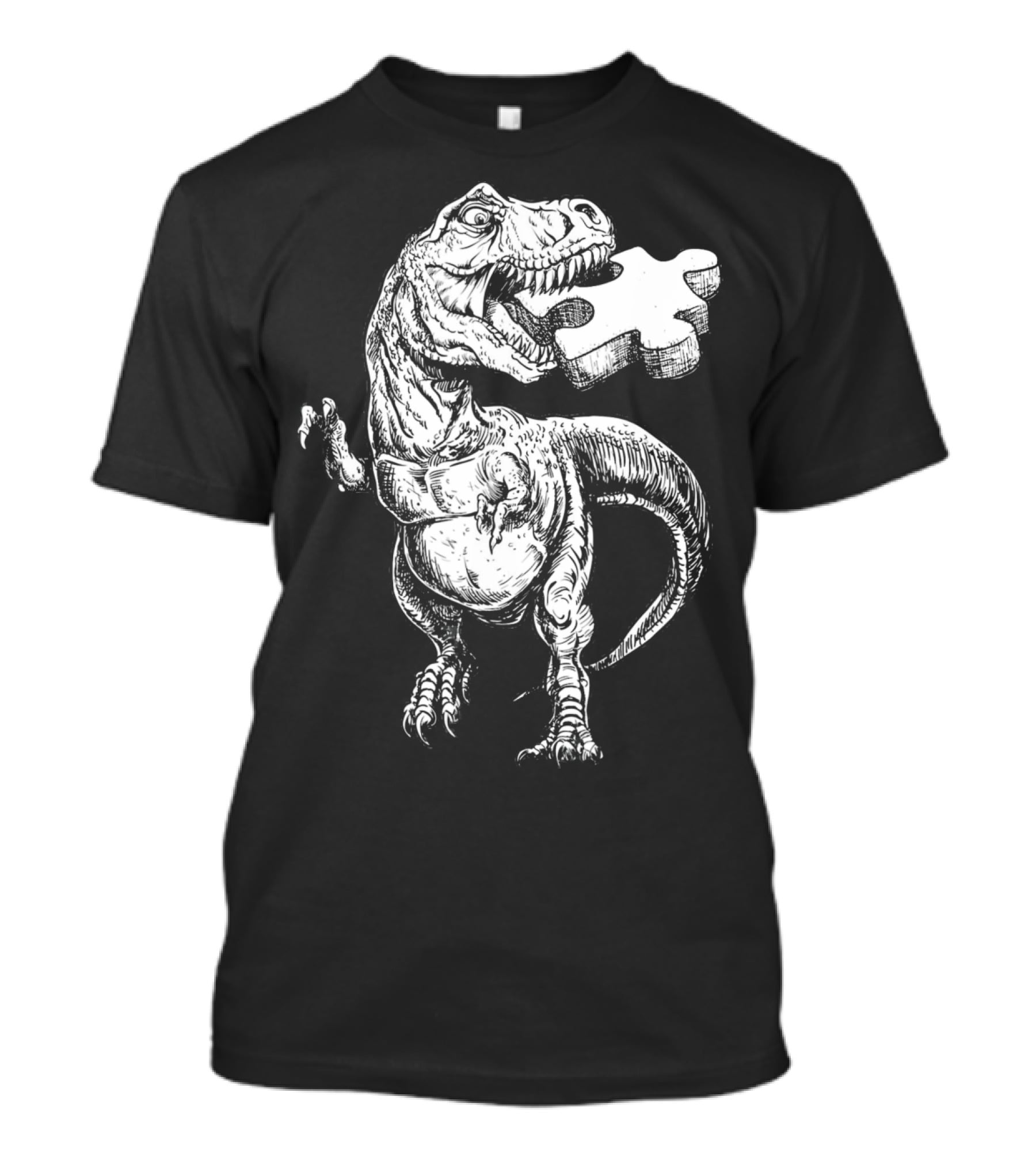 Cool Dinosaur Puzzle Piece Autism Awareness T-Shirt