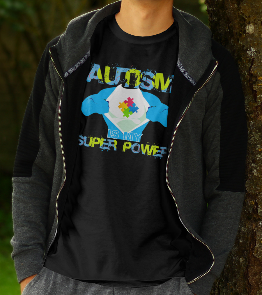 Autism Is My Super Power Puzzle Piece Autism Awareness T-Shirt