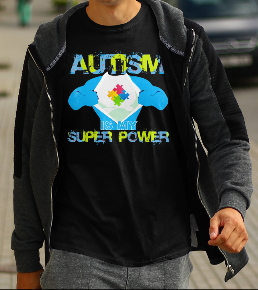 Autism Is My Super Power Puzzle Piece Autism Awareness T-Shirt