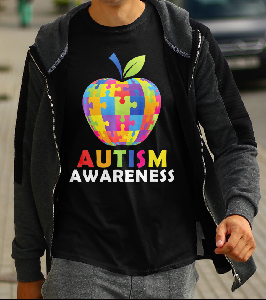 Autism Awareness Puzzle Piece Apple T-Shirt
