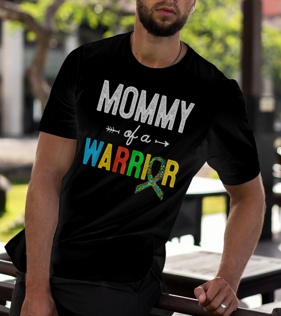 Mommy Of A Warrior Autism Awareness Puzzle T-Shirt