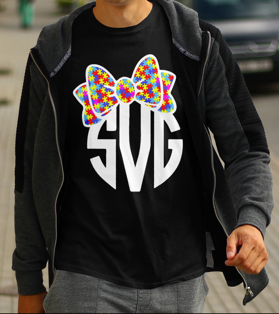 SVG Autism Awareness Puzzle Bow T-Shirt