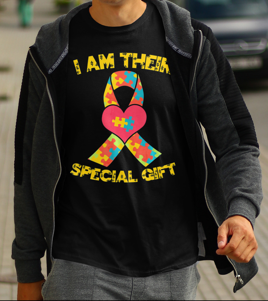 I Am Their Special Gift Autism Awareness Puzzle Ribbon Heart T-Shirt