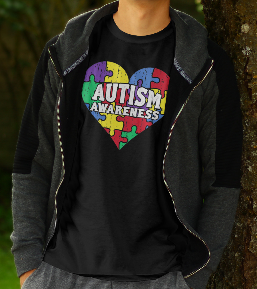 Autism Awareness Heart Puzzle Pieces T-Shirt