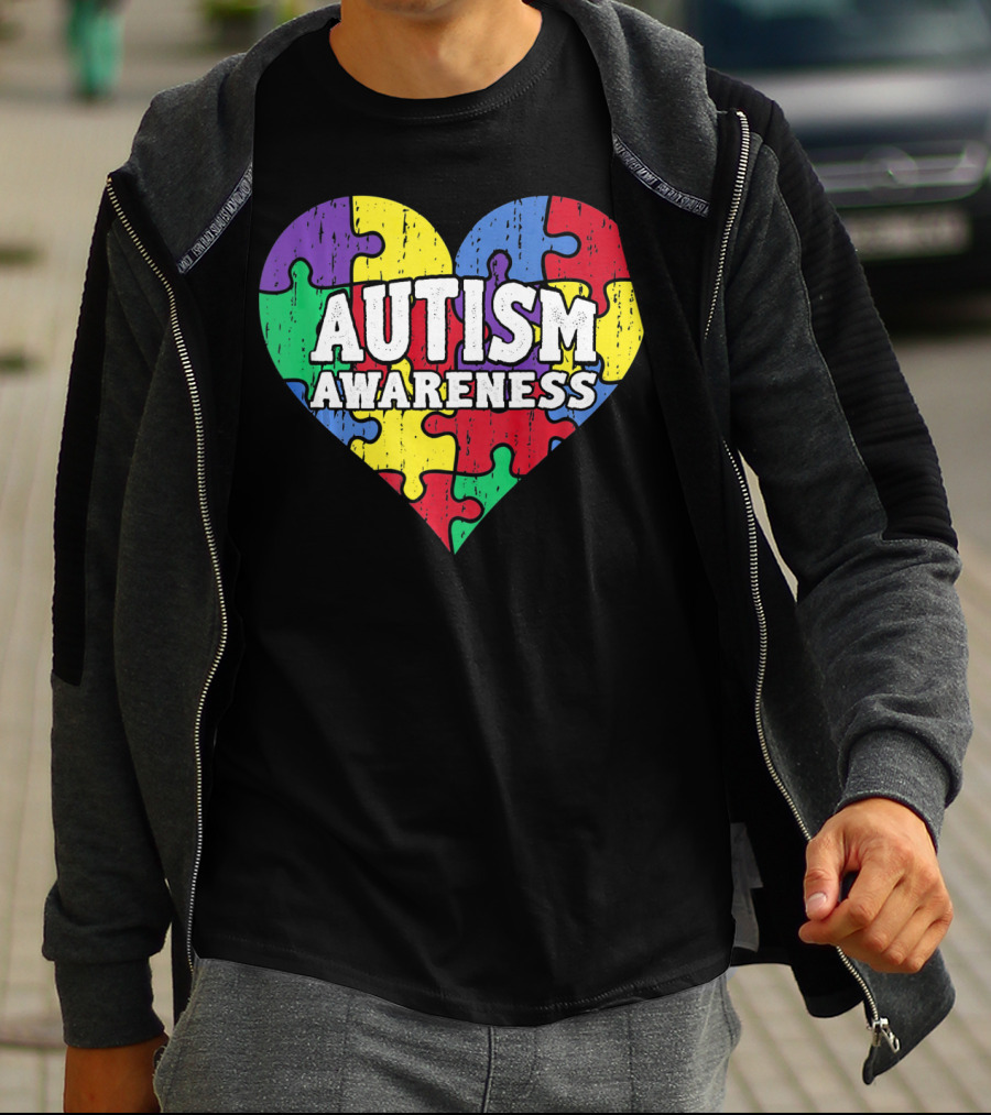 Autism Awareness Heart Puzzle Pieces T-Shirt