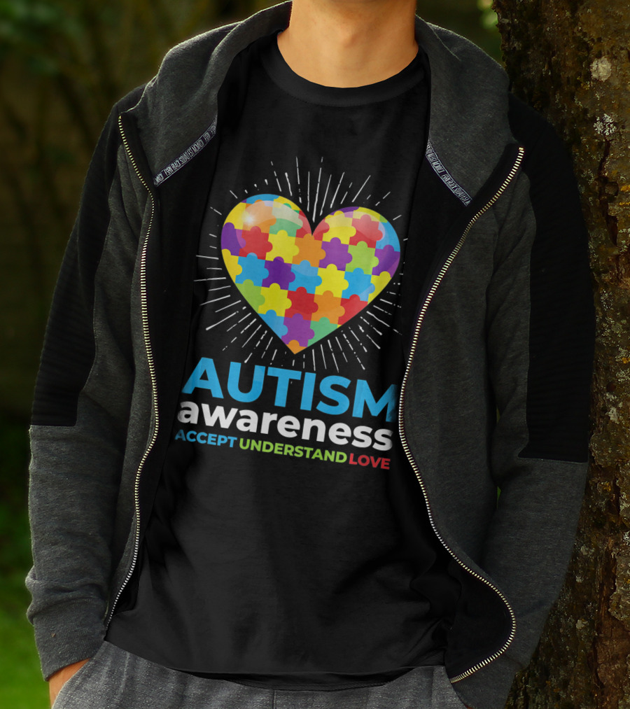 Autism Awareness Day Heart Puzzle Accept Understand Love T-Shirt