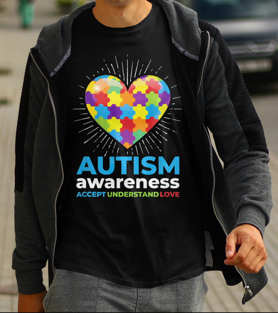 Autism Awareness Day Heart Puzzle Accept Understand Love T-Shirt