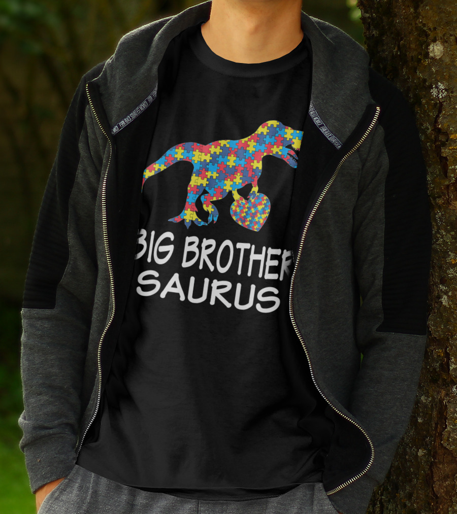 Big Brother Saurus Autism Puzzle Dinosaur T-Shirt