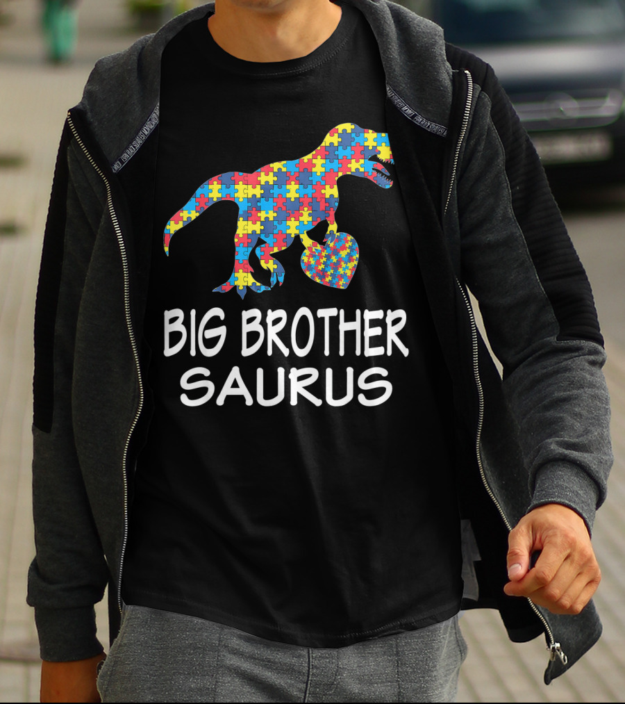 Big Brother Saurus Autism Puzzle Dinosaur T-Shirt