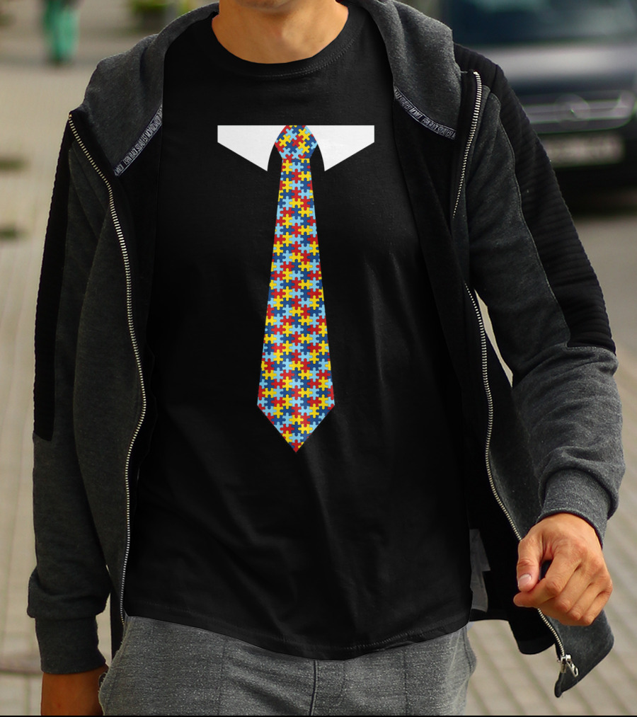 Autism Awareness Puzzle Tie T-Shirt