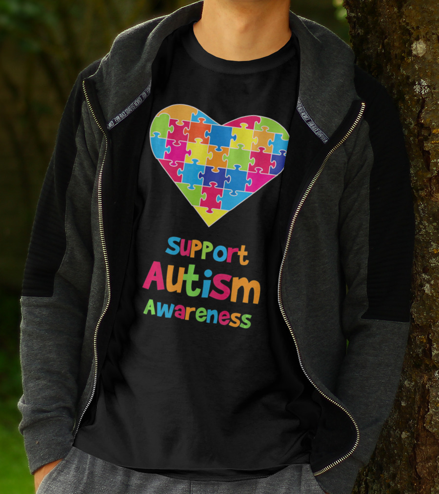 Support Autism Awareness Heart Puzzle T-Shirt