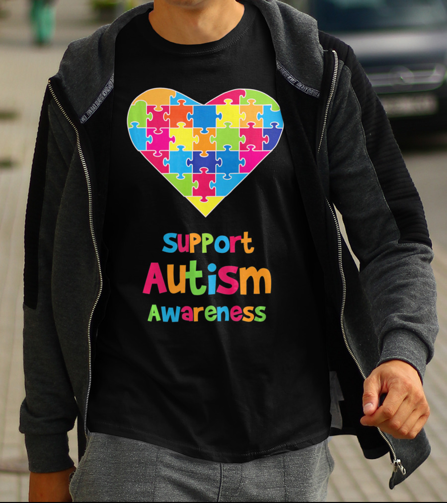Support Autism Awareness Heart Puzzle T-Shirt