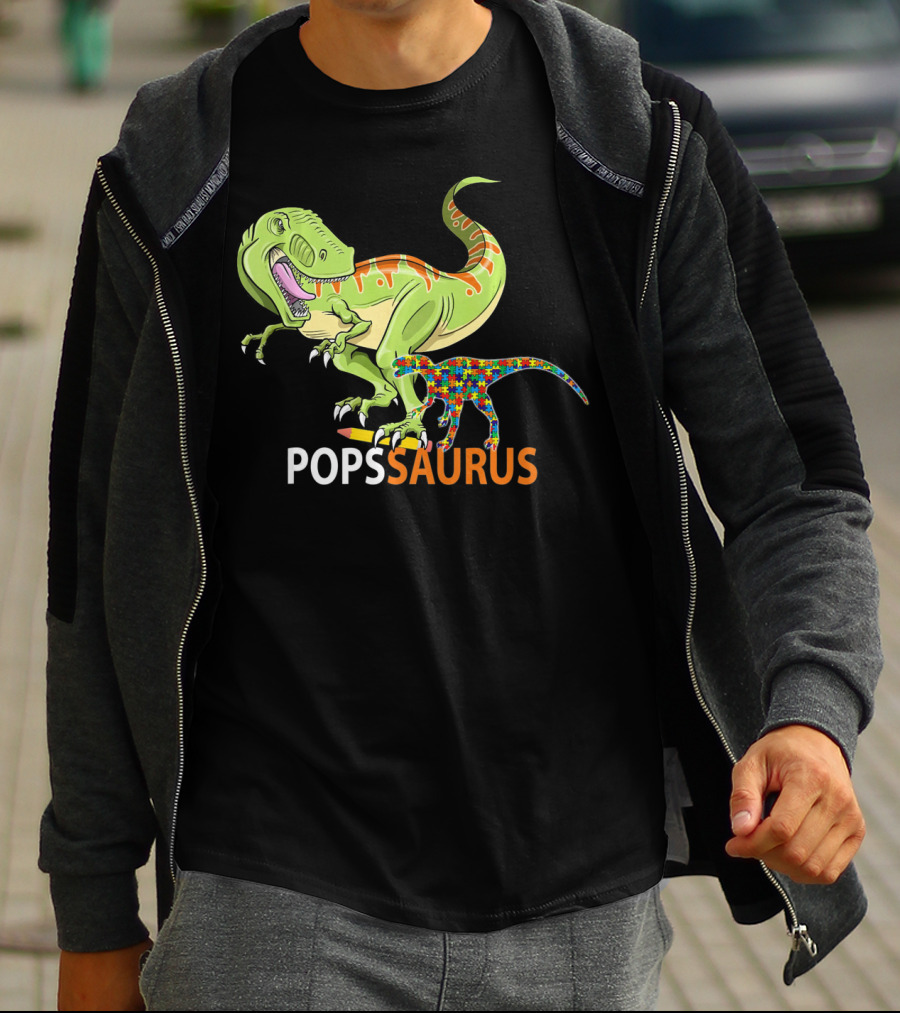 POPS Saurus Auntsaurus Autism Dinosaur Puzzle T-Shirt