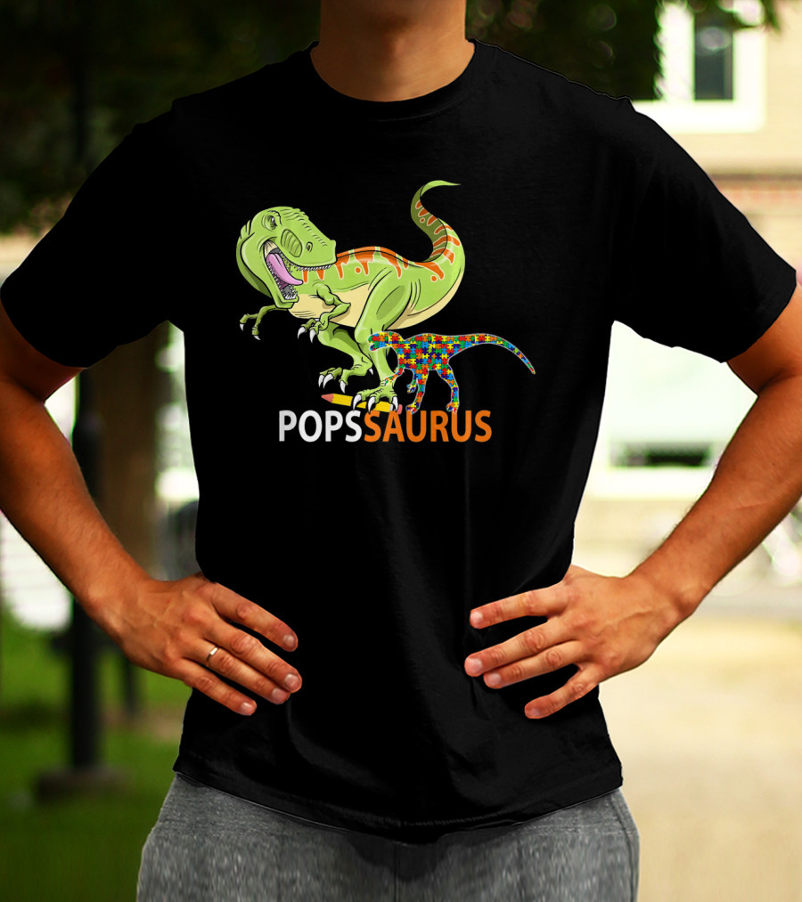 POPS Saurus Auntsaurus Autism Dinosaur Puzzle T-Shirt
