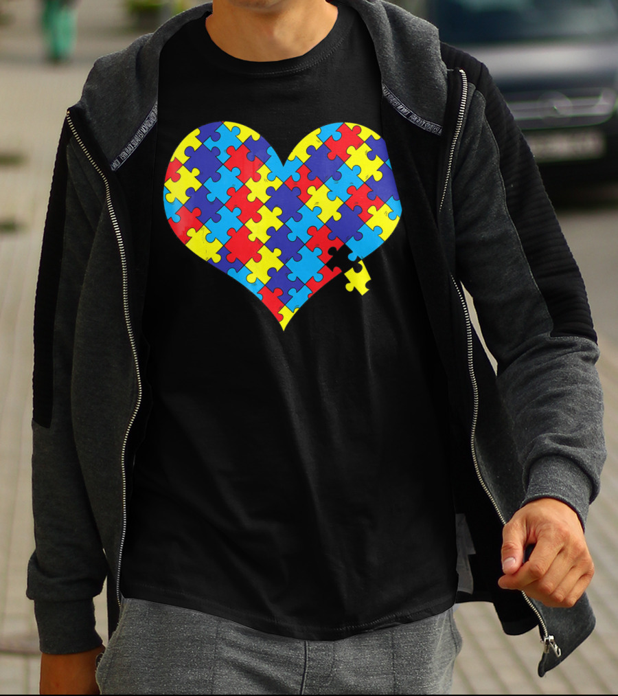 Colorful Autism Awareness Heart Puzzle T-Shirt