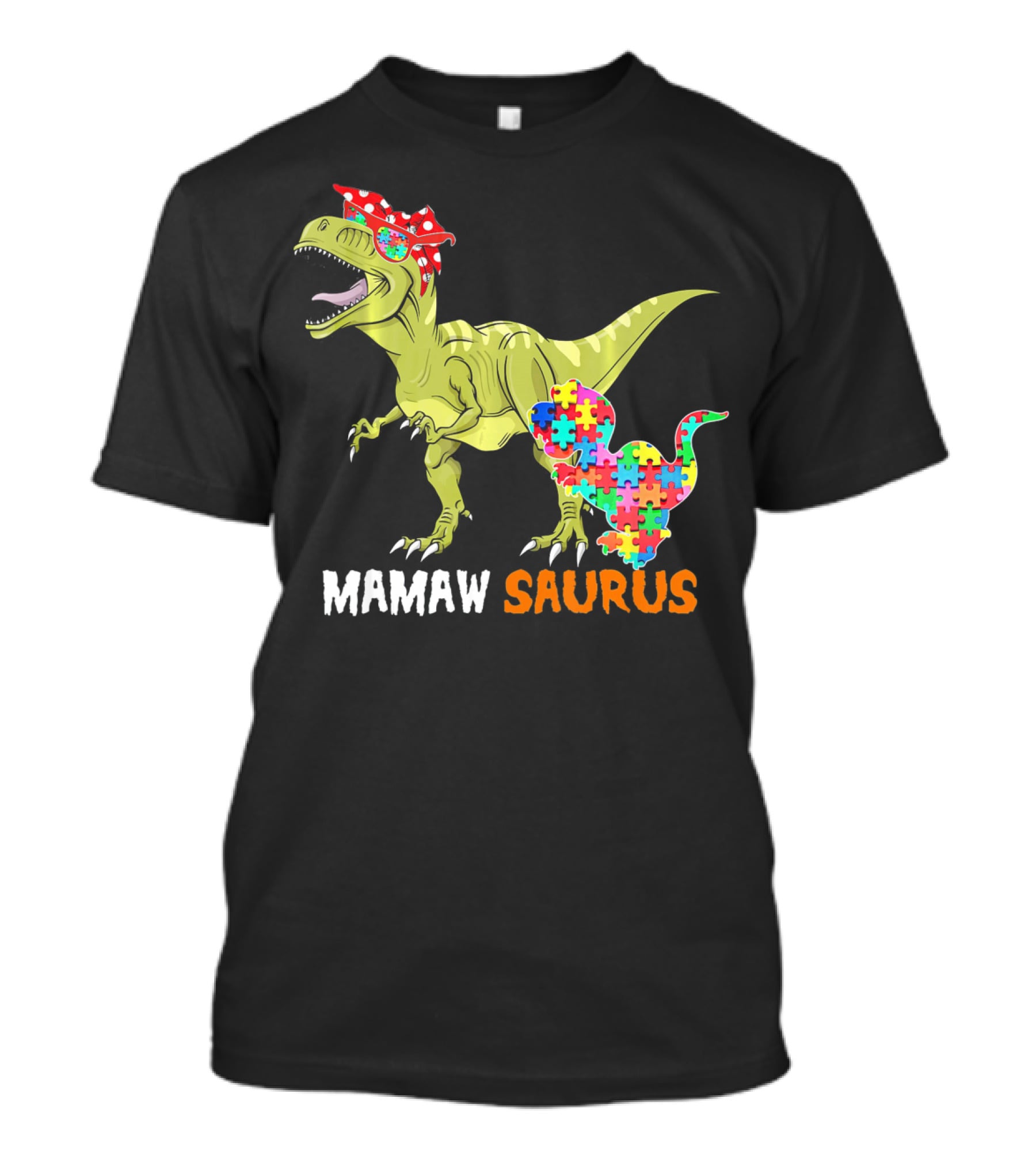 Mamaw Saurus Dinosaur Puzzle Bandana T-Shirt
