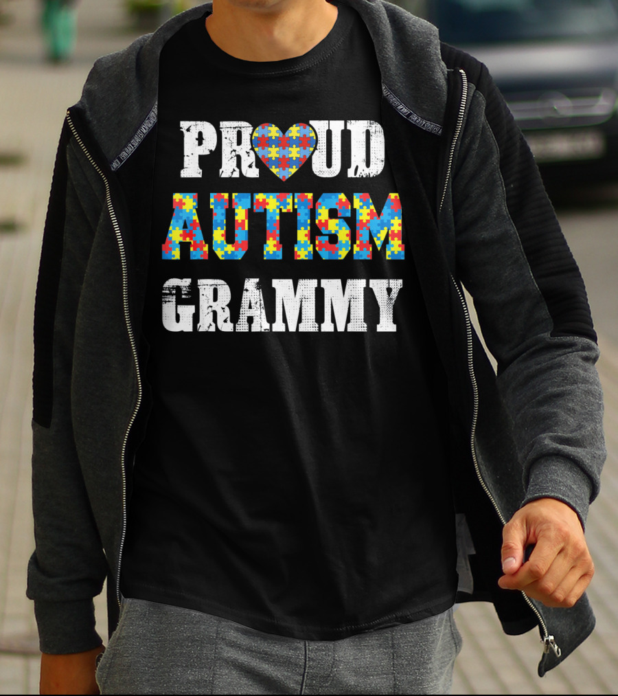 Proud Autism Grammy Puzzle Piece Heart Autism Awareness T-Shirt