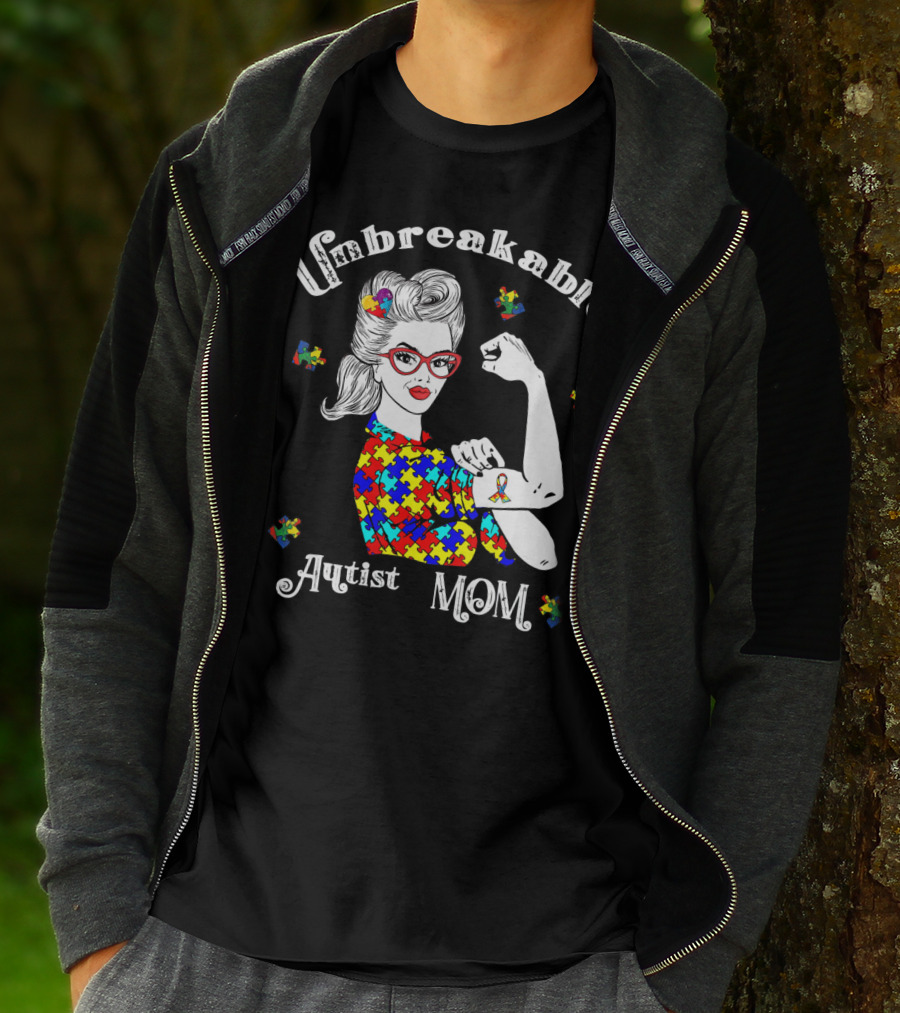 Unbreakable Autist Mom Puzzle Piece T-Shirt