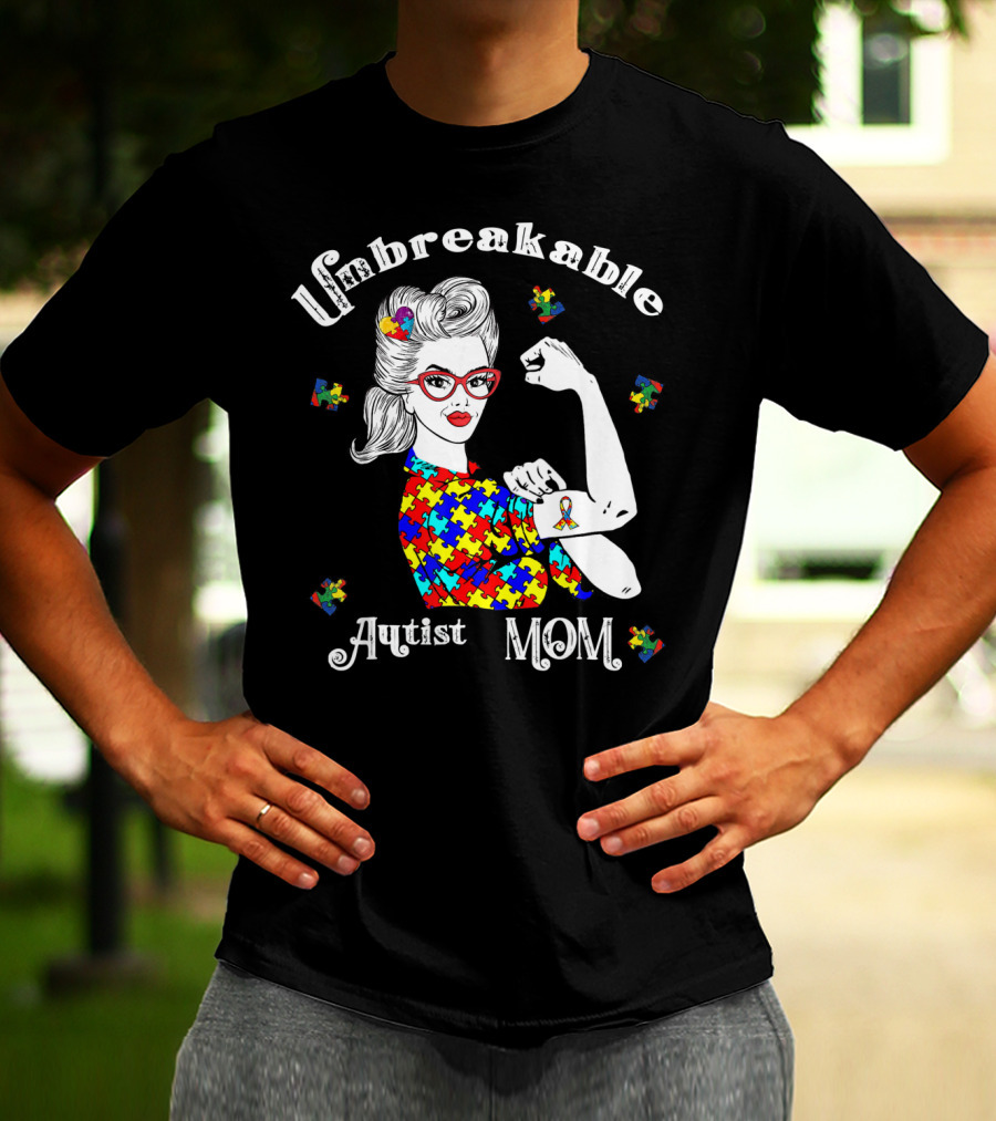 Unbreakable Autist Mom Puzzle Piece T-Shirt
