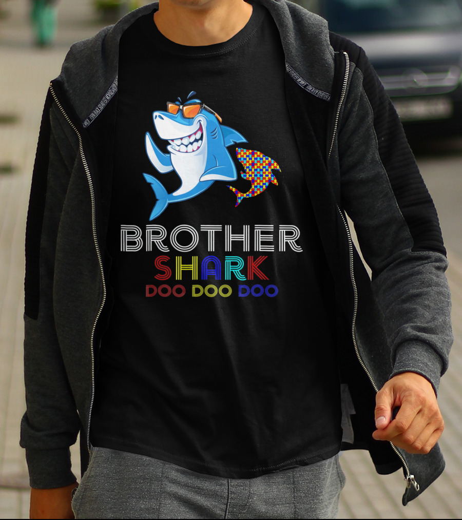 Brother Shark Doo Doo Doo Autism Awareness T-Shirt