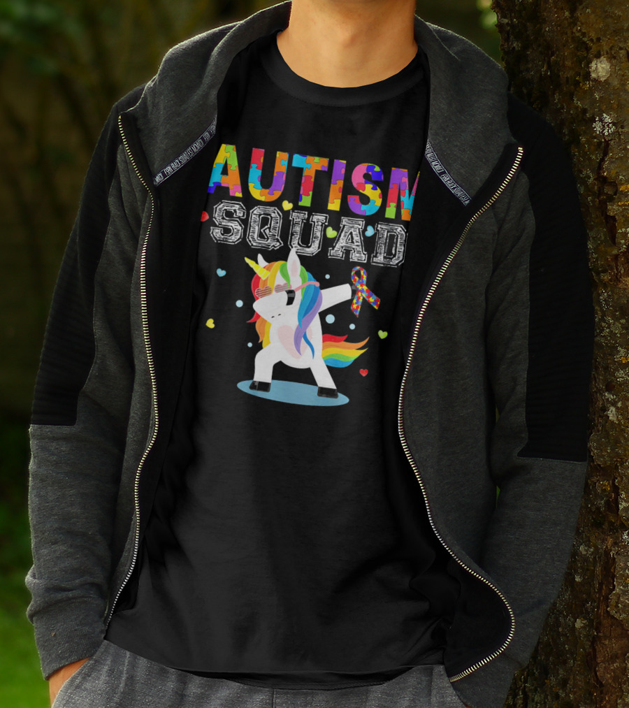 Autism Squad Unicorn Ribbon Autism Awareness T-Shirt