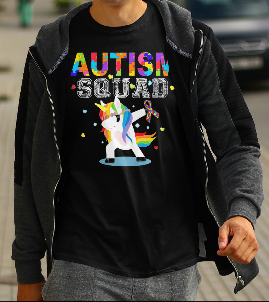Autism Squad Unicorn Ribbon Autism Awareness T-Shirt