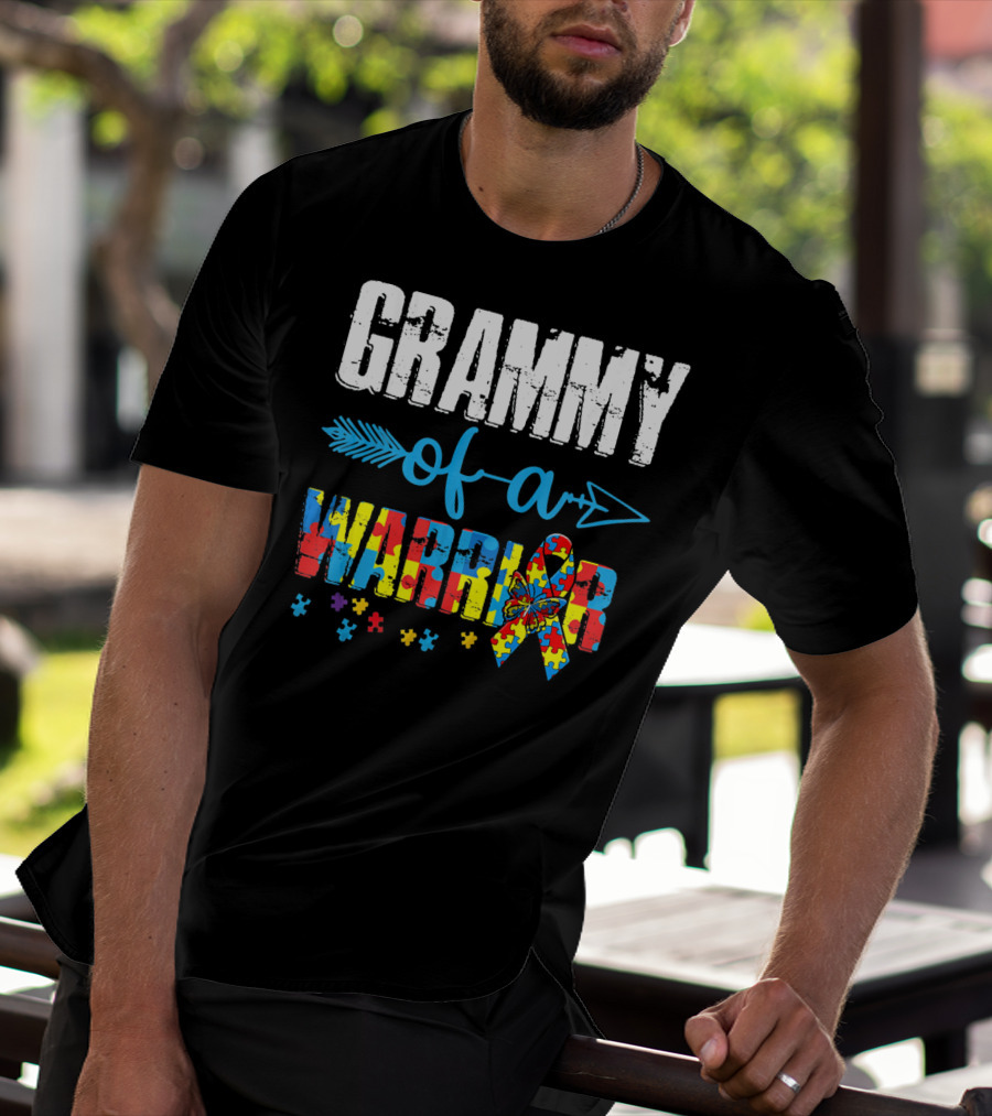 GRAMMY OF A WARRIOR AUTISM AWARENESS PUZZLE PIECE T-Shirt