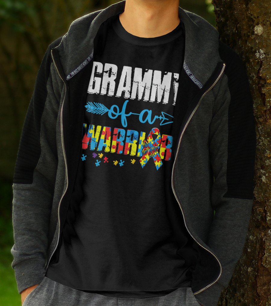 GRAMMY OF A WARRIOR AUTISM AWARENESS PUZZLE PIECE T-Shirt