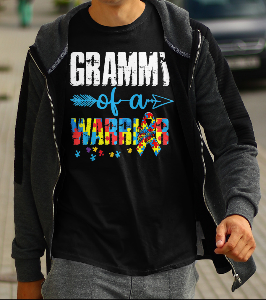 GRAMMY OF A WARRIOR AUTISM AWARENESS PUZZLE PIECE T-Shirt