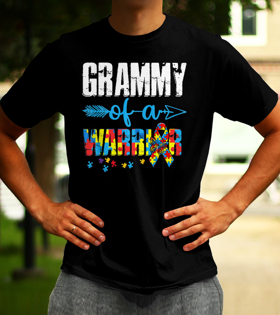 GRAMMY OF A WARRIOR AUTISM AWARENESS PUZZLE PIECE T-Shirt