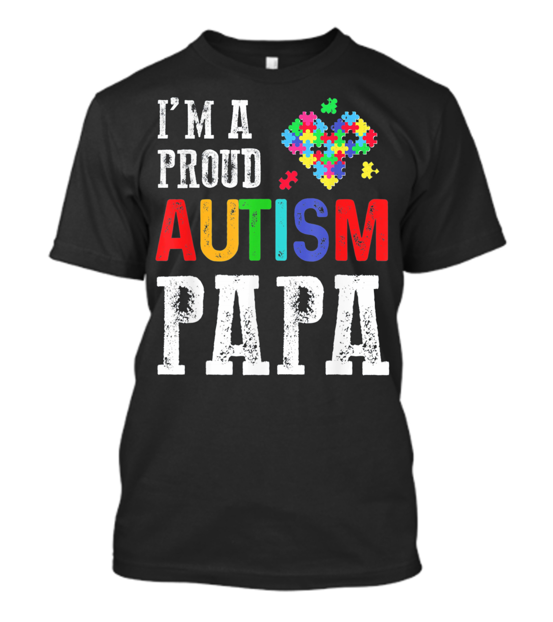 I'm A Proud Autism Papa Autism Puzzle Heart T-Shirt
