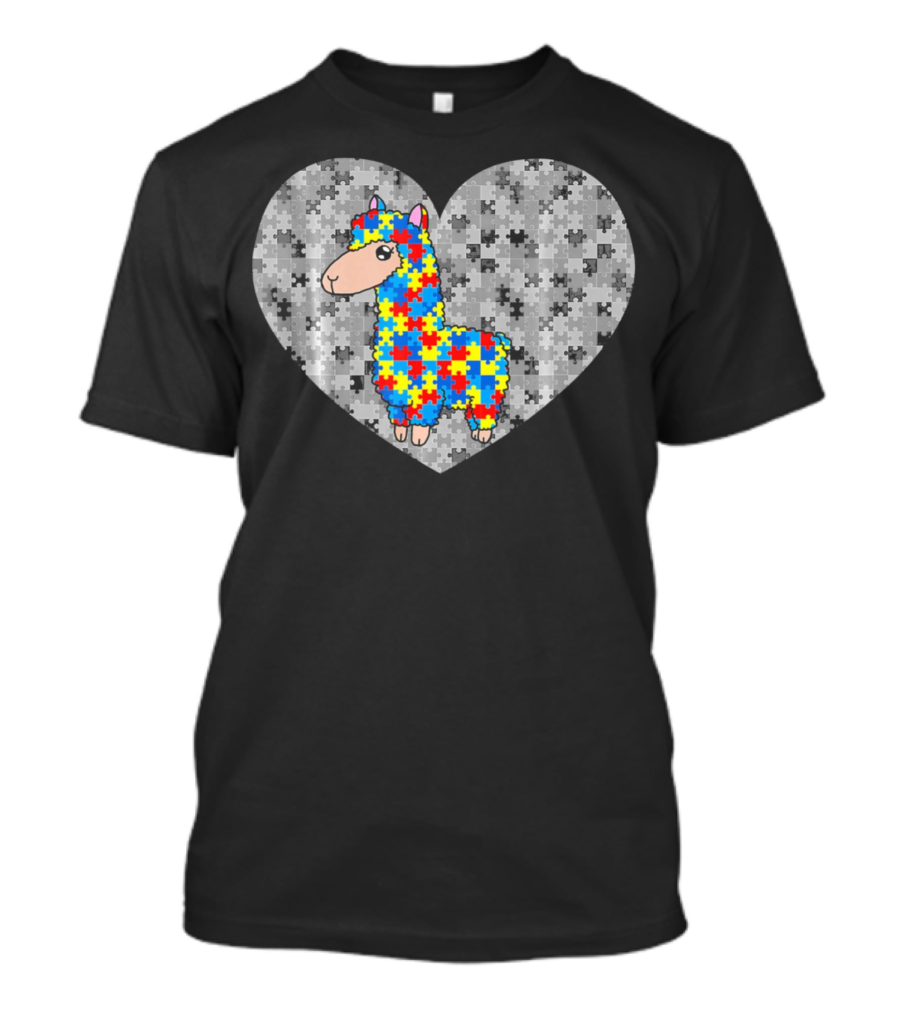 Funny Puzzle Llama Heart Autism Awareness Day T-Shirt